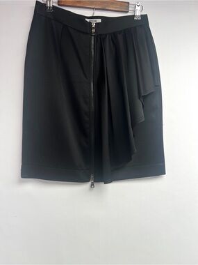 Moschino Cheap and Chic Black Asymmetric Draped Mini Skirt with Front Zip